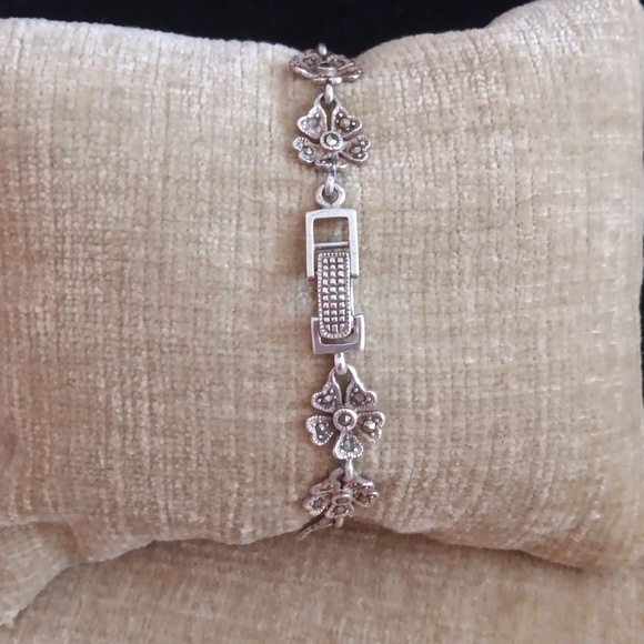 925 Silver Crystal Flower Bracelet - Picture 3 of 7